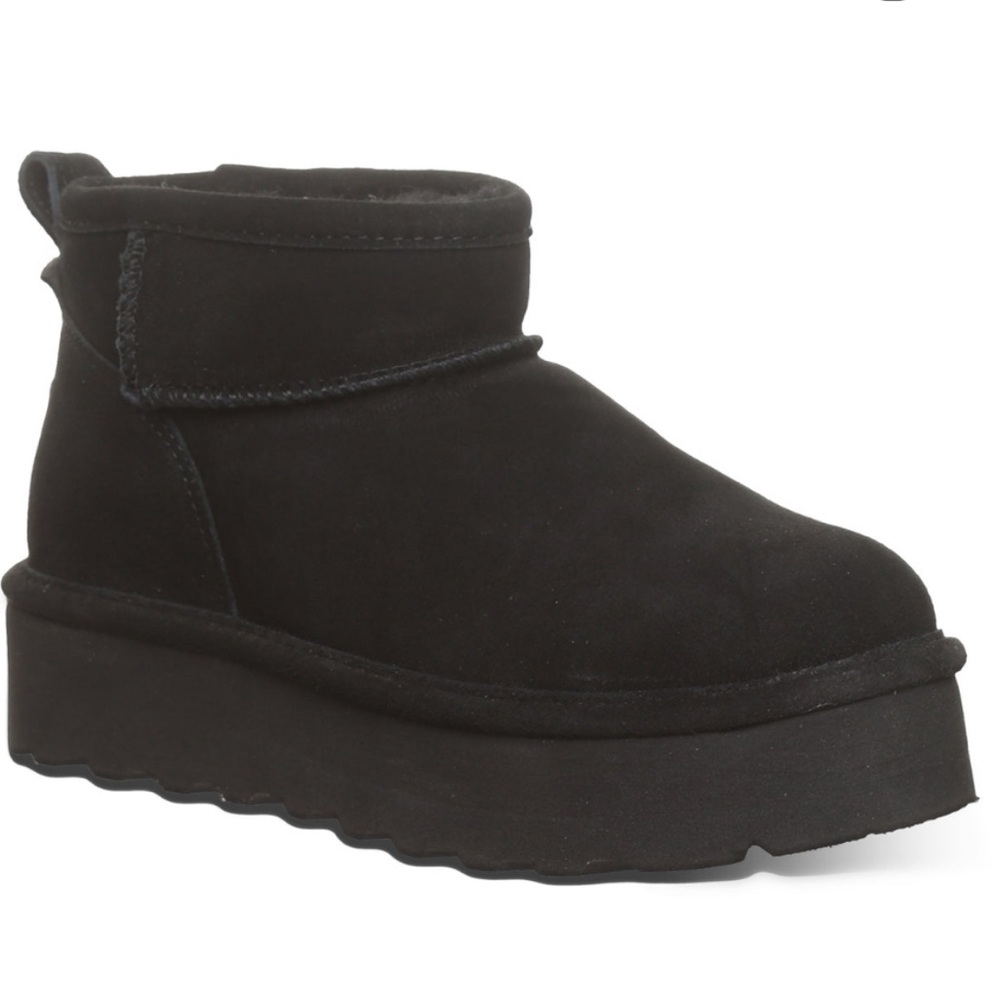 BearPaw Black Suede Platform Boots